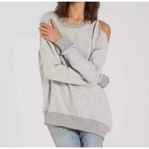 n:Philanthropy Heather Gray Pullover Sweatshirt Top Single Shoulder Cutout MEDcv